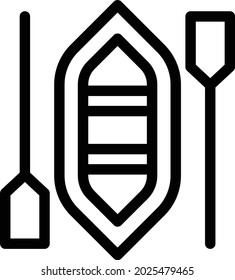 canoe paddles vector thin line icon