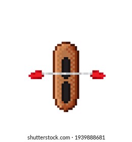 Canoe pixel art. Vector illustration.