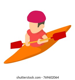 Canoe player icon. Isometric illustration of canoe player vector icon for web