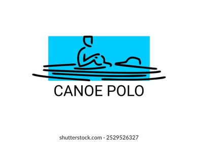 ícone de linha de vetor polo de canoa. jogar polo remando uma canoa. esporte pictograma ilustração.