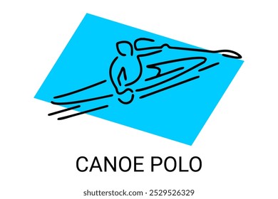 ícone de linha de vetor polo de canoa. jogar polo remando uma canoa. esporte pictograma ilustração.