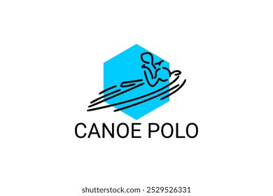 ícone de linha de vetor polo de canoa. jogar polo remando uma canoa. esporte pictograma ilustração.