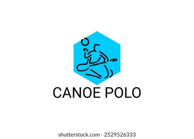 ícone de linha de vetor polo de canoa. jogar polo remando uma canoa. esporte pictograma ilustração.