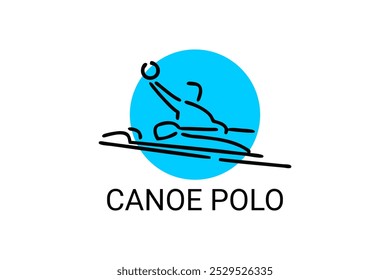 ícone de linha de vetor polo de canoa. jogar polo remando uma canoa. esporte pictograma ilustração.