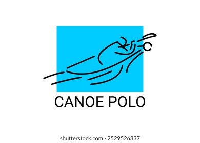 ícone de linha de vetor polo de canoa. jogar polo remando uma canoa. esporte pictograma ilustração.