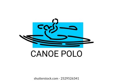 ícone de linha de vetor polo de canoa. jogar polo remando uma canoa. esporte pictograma ilustração.