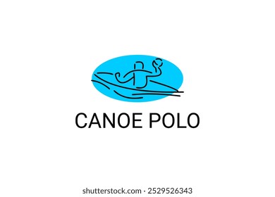 ícone de linha de vetor polo de canoa. jogar polo remando uma canoa. esporte pictograma ilustração.