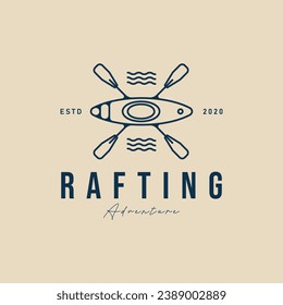 canoe rafting adventure logo line art minimalist, kayaking logo vector illustration design