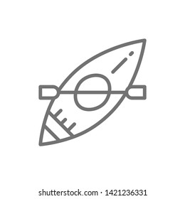 Canoe, rafting boat, kayaking line icon.