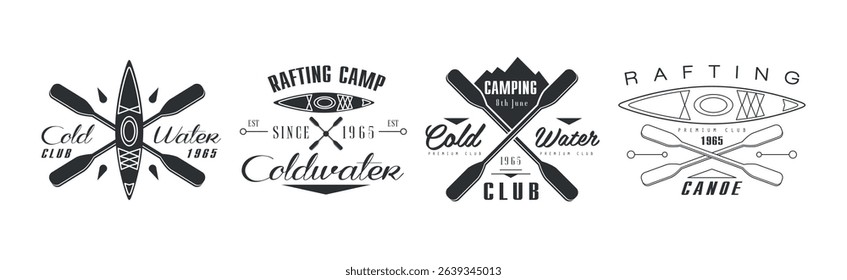 Canoe and Rafting Club Logo for Water Extreme Competition Vector Set