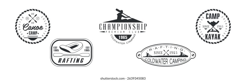Canoe and Rafting Club Logo for Water Extreme Competition Vector Set