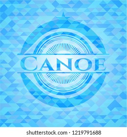 Canoe realistic sky blue mosaic emblem