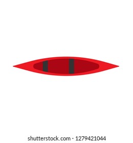 Canoe red activity tourism kayak top view vector. Extreme sports transport river adventure icon