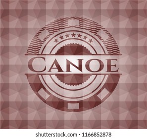 Canoe red badge with geometric pattern. Seamless.