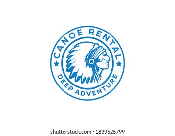Canoe Rental Logo or Icon Design Vector Image Template