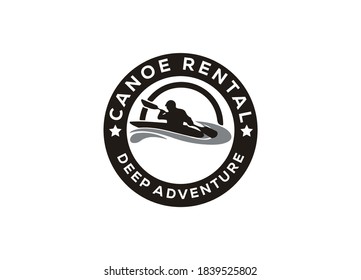 Canoe Rental Logo or Icon Design Vector Image Template