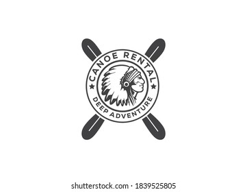 Canoe Rental Logo or Icon Design Vector Image Template