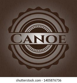 Canoe retro style wooden emblem. Vector Illustration.