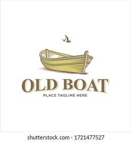 Canoe Row Boat Wooden Logo Design Vector Image