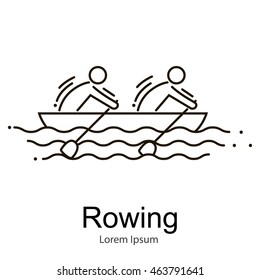 Canoe Rowing Team Icon Set. Sporting Competition Race.