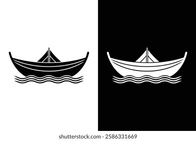 Canoe Silhouette Vector. Sleek Transportation Design