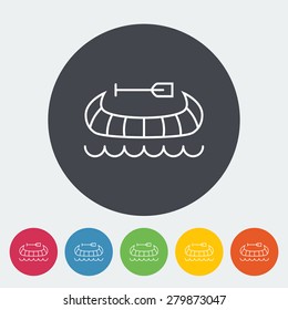 Canoe. Single flat icon on the circle. Vector illustration.