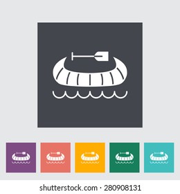 Canoe. Single flat icon on the button. Vector illustration.