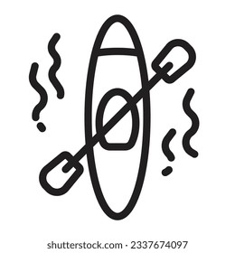Canoe single outline icon. Transportation illustration for templates, web design and infographics. Pixel-perfect at 64x64