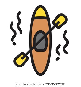 Canoe single outline icon. Transportation illustration for templates, web design and infographics. Pixel-perfect at 64x64
