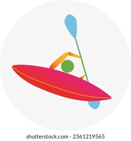 Canoe slalom competition icon. Colorful sport sign. 