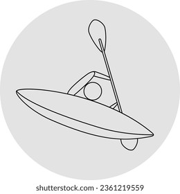 Canoe slalom competition icon. Sport sign. Line art.