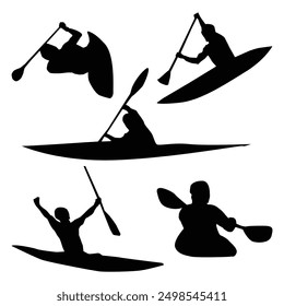 Canoe Slalom Silhouette Black Background Shape Vol 3