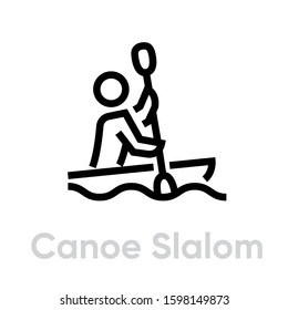 Canoe Slalom sport icons. Editable stroke