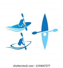 canoe sport logo with kayak icon set