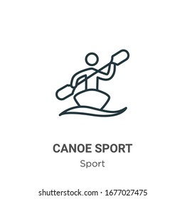 Canoe sport outline vector icon. Thin line black canoe sport icon, flat vector simple element illustration from editable sport concept isolated stroke on white background