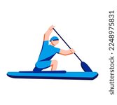 Canoe sprint athlete canoeing. Vector illustration