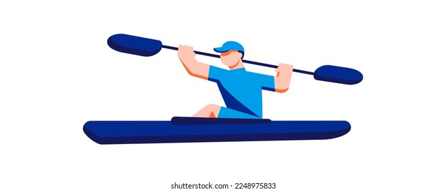 Canoe sprint athlete kayaking, paddling on kayak.