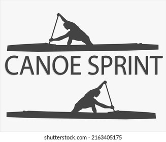 canoe sprint. canoe athlete logo with the inscription canoe sprint. silhouette of an athlete rowing a canoe.