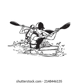 Canoe sprint hand drawn illustration. kayak race vector