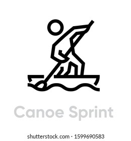Canoe Sprint sport icons. Editable stroke