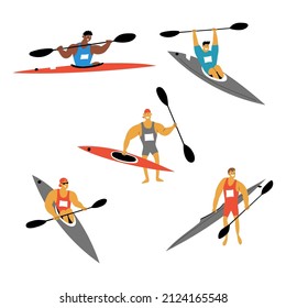 Canoe sprint sport vector set