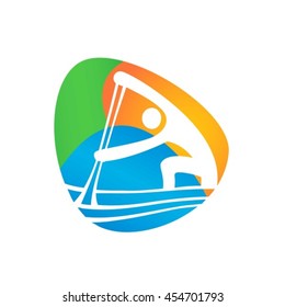 canoe sprint Web button isolated on white background. Athlete Sport Game Logo Competition Icon. Rio 2016 Olympic games in Brazil. summer Sport games symbols. vector illustration