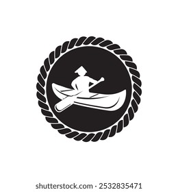 Ícone de logotipo de símbolo de canoa, modelo de design de ilustração de vetor