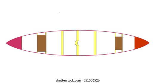 Canoe with thwarts and seats