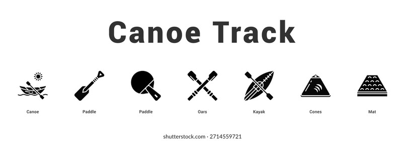 Pista de canoa Ilustración de Anuncio de Web moderno y limpio con íconos temáticos para la comunicación visual