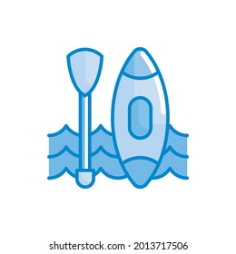 Canoe vector blue colours icon style illustration. EPS 10 file 