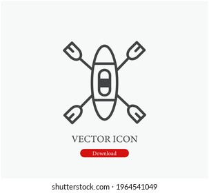 Canoe vector icon.  Editable stroke. Symbol in Line Art Style for Design, Presentation, Website or Apps Elements, Logo. Pixel vector graphics - Vector