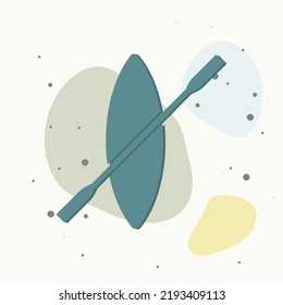 Canoe vector icon on multicolored background. Layers grouped for easy editing illustration. For your design.