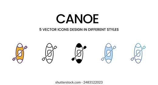 Iconos vectoriales de canoa conjunto ilustración de stock.