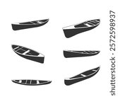 Canoe Vector Illustration Clip Art Set Canoe Isolated Vector Silhouette Symbol With White Background.